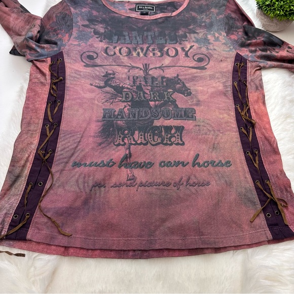 Bit & Bridle Cowboy Wanted Long Sleeve Shirt Size L - Picture 4 of 10